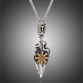 Pánský náhrdelník Ódinovo kopí - GUNGNIR - symbol Helm of Awe, Zlatá 60 cm Náhodná