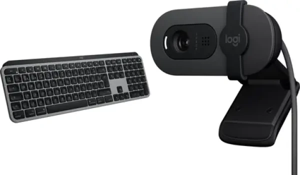 Logitech MX Keys S for Mac + Brio 100 / Bezdrátová sada klávesnice a webkamery / Bluetooth / USB-C