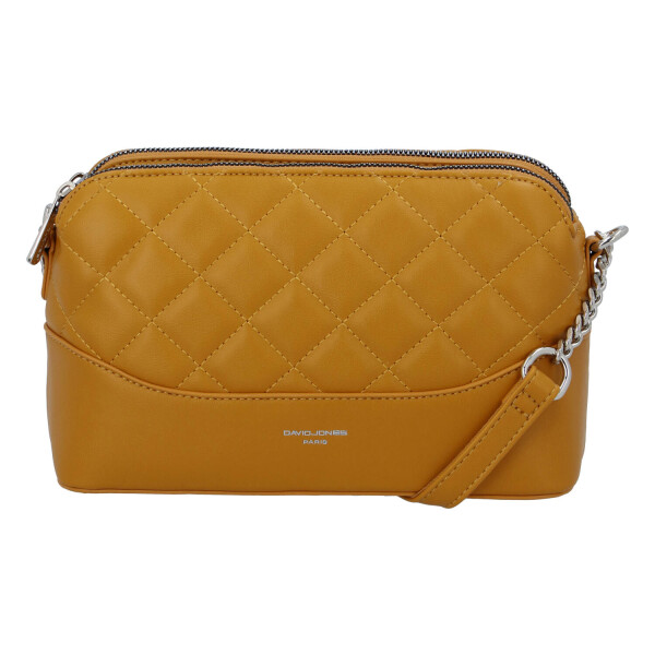 Módní prošívaná dámská koženková crossbody Freay, žlutá