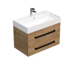 Koupelnová skříňka s černou úchytkou a umyvadlem SAT Cube Way 80x53x46 cm dub Hickory mat CUBE46C803DHSAT CUBE46C803DHSAT