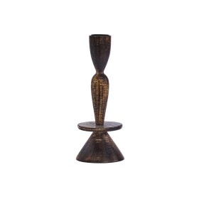 MADAM STOLTZ Dřevěný svícen Dark Natural 18 cm, přírodní barva, dřevo