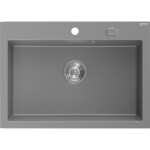 MEXEN - Elix granitový dřez 1-miska 700 x 500 mm, šedý, sifon chrom 6526701005-71