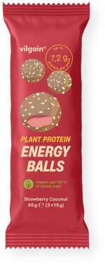 Vilgain Plant Protein Energy Balls BIO – 15× Jahoda s kokosem 45 g (3 x 15 g)