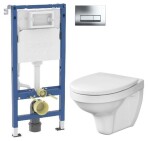 GEBERIT DuofixBasic s chromovým tlačítkem DELTA51 + WC CERSANIT DELFI + SEDÁTKO 458.103.00.2 51CR DE1
