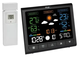 TFA 35.1171.01 CONTRAST černá / Bezdrátová meteostanice / Barevný VA displej / Teplota, vlhkost a tlak / Dosah 60 m