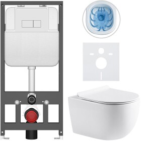 CERANO - Kompletní WC set Basic/Felci - bílá lesklá - WC tlačítko Modulo/Bílá - závěsné - předstěnová instalace - 53x37 CER-8050BD86093