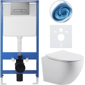 CERANO Kompletní podomítkový WC set Profi/Cesso - bílá lesklá - WC tlačítko Slim, tmavě šedá - předstěnová instalace/sádrokarton - 49x36 cm - 721849