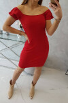 Pruhované nařasené šaty v červené barvě UNI
