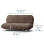 Bielastické potahy VITTORIA hnědá dvojkřeslo s dřevěnými rukojeťmi (š. 80 -140 cm)