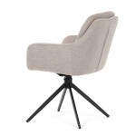 Židle jídelní, 180° otočný mechanismus, šedá voděodolná látka, černý kov