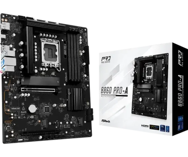 ASRock B860 Pro-A / B860 / LGA 1851 / 4x DDR5 / PCIEx 16 / 2.5GLAN / Wi-Fi / mATX (90-MXBRN-A0UAYZ)