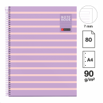 Miquelrius poznámkový blok Between the Lines NB-1, A4, 90g, karton, 80 listů, linka, Mauve