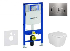 GEBERIT - Duofix Set předstěnové instalace, klozetu Arkas I a sedátka softclose, tlačítko Sigma20, nerez SANI11CA6105