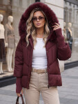 Dámská zimní prošívaná bunda s kožešinou, bordová, FashionStreet TY5742 S