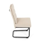 Židle jídelní, taštičkové pružiny v sedáku, madlo na opěráku, krémová látka, černý kov