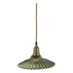 Chic Antique Stropní lampa Olive Brass Top Ø 26 cm, zelená barva, sklo, kov
