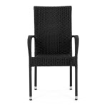 Židle zahradní, černý umělý ratan, kov, stohovatelná.