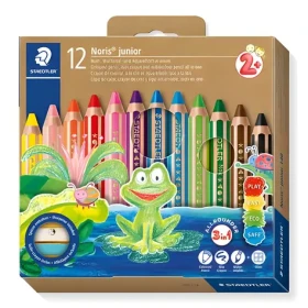 STAEDTLER Trojhranné pastelky Noris Junior 3v1 / 12 ks / s ořezávátkem / od 2 let (140 C12)