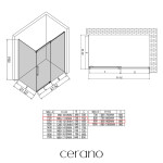 CERANO - Sprchový kout Lantono - pravá - 8 mm - Soft-Close - chrom, mléčné sklo - 110x90 - posuvný CER-665542