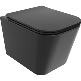 MEXEN/S - Teo Závěsná WC mísa Rimless Tornado včetně sedátka s slow slim, duroplast, černá mat 30850685T