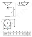 IDEAL STANDARD - Connect Umyvadlo zápustné, průměr 480 mm, bez otvoru pro baterii, bílá E505401