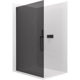 CERANO Sprchová zástěna Walk-in Crystal L/P - 10 mm - bezvzpěrový systém - černá matná, grafitové sklo - 120x200 cm