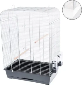 Klec Nina III pozinkovaná / Klec pro střední a velké papoušky / 54x34x74 cm / rozteč drátů 1,3 cm (9987)