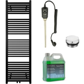CERANO - Koupelnový elektrický radiátorový set Lincoln - 300W - černá matná - 1600x500 mm CER-680542