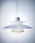 Louis Poulsen Závěsná lampa PH 5 Ø320 Opal Pale Blue, modrá barva, plast