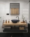 Umyvadlo na desku SAT Cemento 42x42 cm antracit bez přepadu CEM4242A CEM4242A