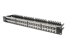 Digitus Patch panel 48 portů černý / Patch panel / 19" / 1U / stíněný / Cat6a (DN-91424)