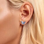 Stříbrné náušnice Blue Butterfly - motýl, stříbro 925/1000, Modrá