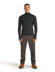 Pánská merino mikina ICEBREAKER Mens 200 Realfleece Descender LS Half Zip, Jet Heather/Black/Cb velikost: L