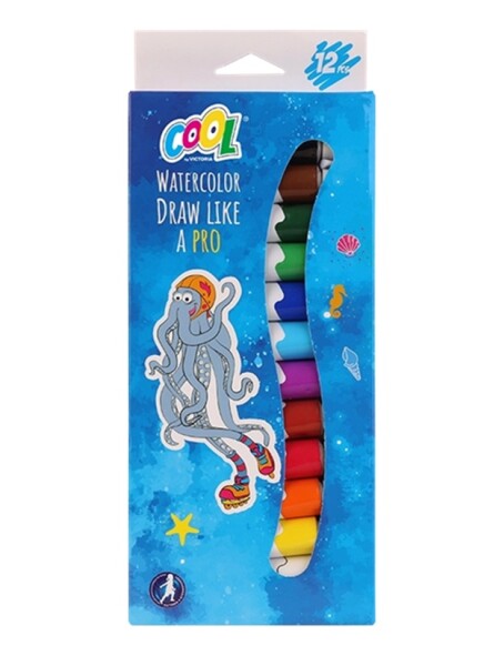 Victoria Victoria, ISCTK12SZ, Cool, sada temperových barev, 12 ks