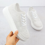 Dámské boty na platformě šněrovací bílé Vinceza 17371 40