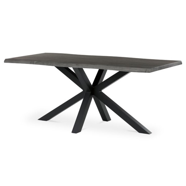 Stůl jídelní, 180x90x75 cm, MDF deska, dekor šedý dub, kovová noha ve tvaru hvězdy, černý lak