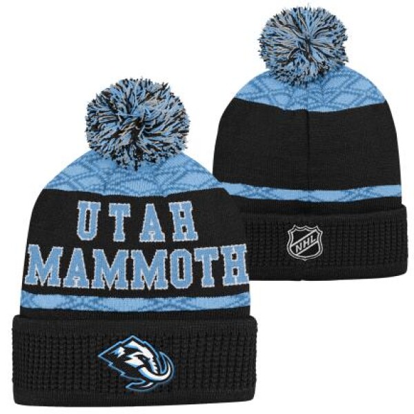 Outerstuff Dětská zimní čepice Utah Mammoth NHL Puck Pattern Cuffed Pom