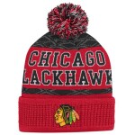 Outerstuff Dětská zimní čepice Chicago Blackhawks Puck Pattern Cuffed Pom
