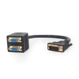 Gembird adaptér DVI-D (M) na 2x VGA (F) / kabel 0.3m / černá (A-DVI-2VGA-01)