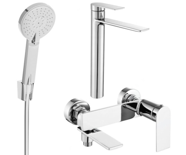MEXEN - Zero SET umyvadlová + vanová baterie s příslušenstvím R40, chrom 71113R40-00