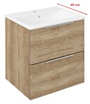 SAPHO - SET koupelnová skříňka CIRASA 50cm s úzkým umyvadlem a LED zrcadlem, 2x zásuvka, dub alabama KSET-111