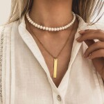 Perlový choker náhrdelník Antonella Gold - chirurgická ocel, perla, Zlatá 36 cm + 5 cm (prodloužení)