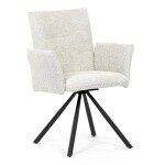 Židle jídelní, krémová látka, černý kov, otočný mechanismus 90°/90° (L/P) - funkce reset