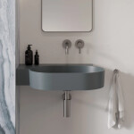 OMNIRES - OVO M+ umyvadlo na desku/závěsné - levé, 64 x 44 cm, ash grey mat; OVO645UWLAG