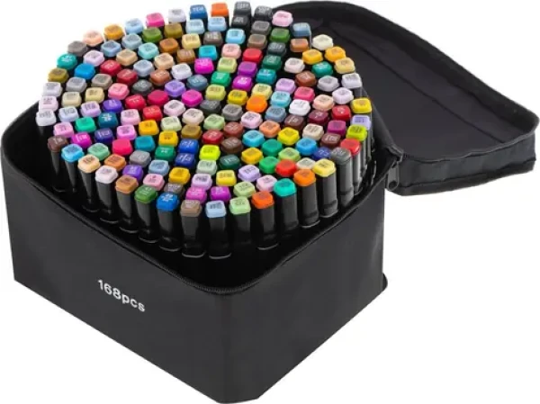 KIK Oboustranné lihové fixy v kufříku 168ks (KX5308)