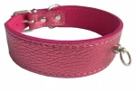 HUHUBAMBOO Obojek Metal růžový M / Rozšířený / 28 mm x 30-35 cm / Hovězí kůže (355462)