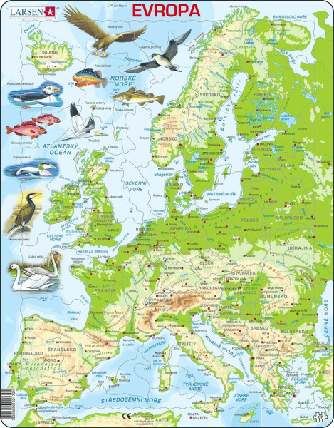 Puzzle MAXI Mapa Evropy geografická/87 dílků