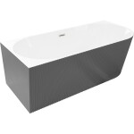 MEXEN/S - Silo volně stojící rohová vana levá reliéf 150 x 75, bílá/šedá, sifon a přepad nikl kartáčovaný 52891507562L-97