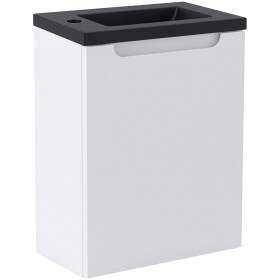 CERANO - Umyvadlová skříňka pro WC Sora - bílá matná + umyvadlo z lit. mramoru - černá matná - 40x57,5x22 CER-999992