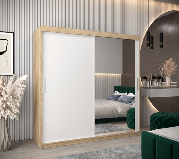Šatní skříň Abi T2 Barva korpusu: Dub Sonoma, Rozměry: 200 cm, Dveře: Bílá